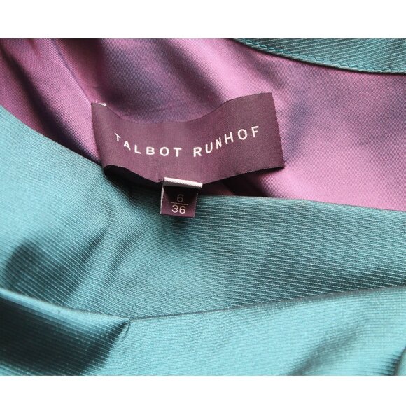 Talbot Runhof Komoe3 Cocktail Dress / Size 6 / Size 36 / Turquoise Gathered - Picture 11 of 13